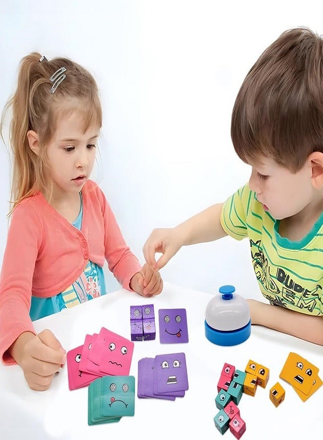 puzzle toys Wooden Cube Puzzle, Face Change Cube, Emoji Blocks Game, 3D Puzzle Face-Changing Magic Cube, Colourful Magic Cube Building Block Toy Equipped with Bell - Image 4