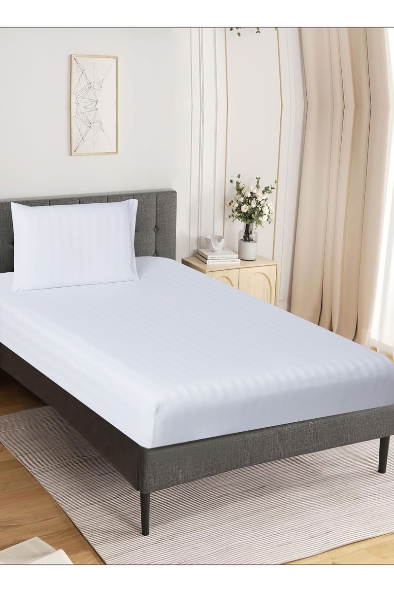 Donetella 2-Piece Striped Bedding Set – Twin Fitted Sheet 120x200+30 cm with All-Around Elastic & 1 Matching Pillowcases - Image 2