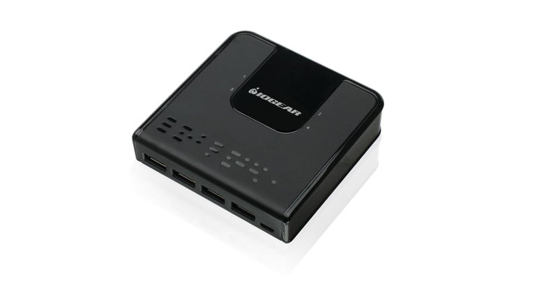 IOGEAR 4x4 USB 3.0 Peripheral Sharing Switch - Share 4 USB Devices Between 4 Computers - LED Indicators - Cables & Remote Included - PC - MAC - Printer - Scanner - Mouse/Keyboard and More - GUS434 - Image 1