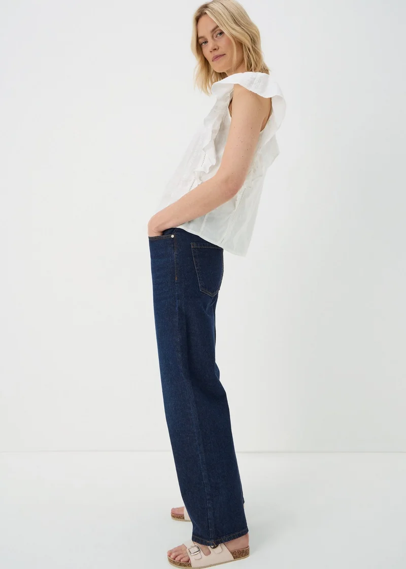ماتلان White Dobby Ruffle Sleeve Blouse