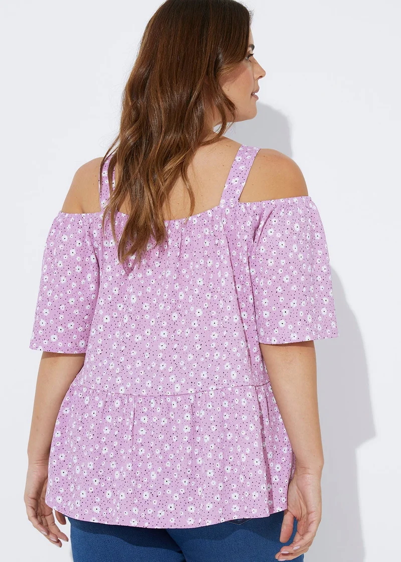 ماتلان White Dobby Ruffle Sleeve Blouse