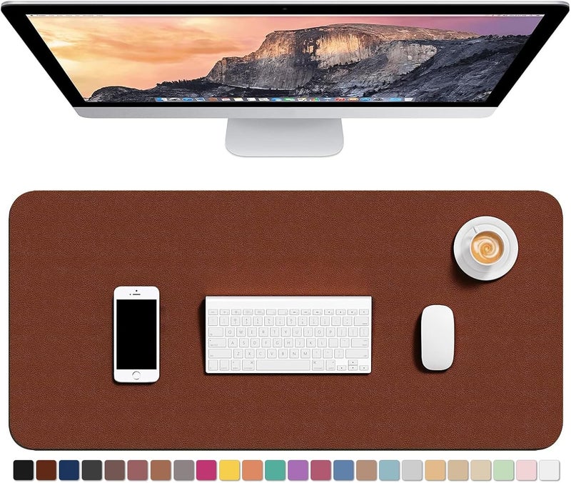 Hsurbtra Desk Pad, 30" x 14" PU Leather Desk Mat, XL Extended Mouse Pad, Waterproof Desk Blotter Protector, Ultra Thin Large Laptop Keyboard Mat, Non-Slip Desk Writing Pad for Office Home, Brown - Image 1