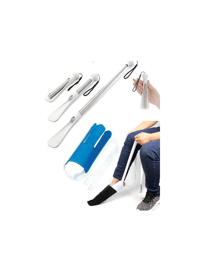 مجموعة مساعدات ارتداء الجوارب، جهاز مساعد ارتداء الجوارب لكبار السن مع سُِكَّاب قابل للتعديل، مساعد مرن للجوارب سهل الاستخدام، جهاز مساعد للجوارب لكبار السن، النساء الحوامل، والأشخاص الذين يتعافون من جراحة الورك (عبوة من 2) - Image 1