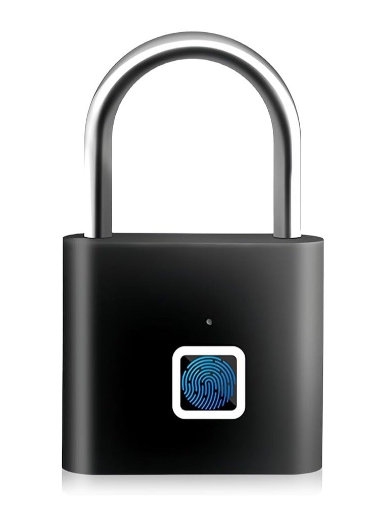 USB Rechargeable Keyless Biometric Fingerprint Padlock – Smart Digital Security Lock with 12-Month Battery Life, IP65 Waterproof, Portable Keyless Padlock for Gym Locker, Home, Office, Gate, and Garden