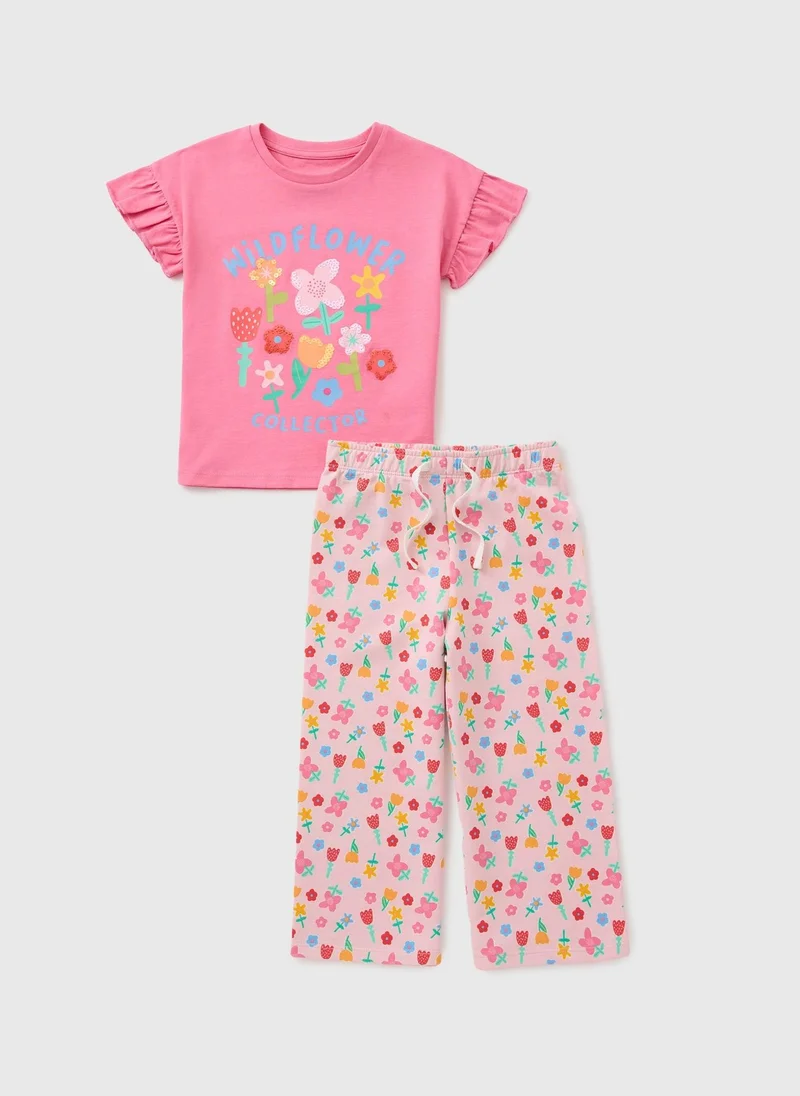 ماتلان Girls Wildflower Wide Leg Set