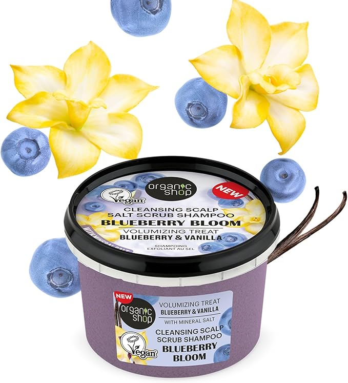 Organic Shop شامبو مقشر ملح فروة الرأس من أورجانيك شوب بتوت العليق المتفتح لتكثيف الشعر 250 مل