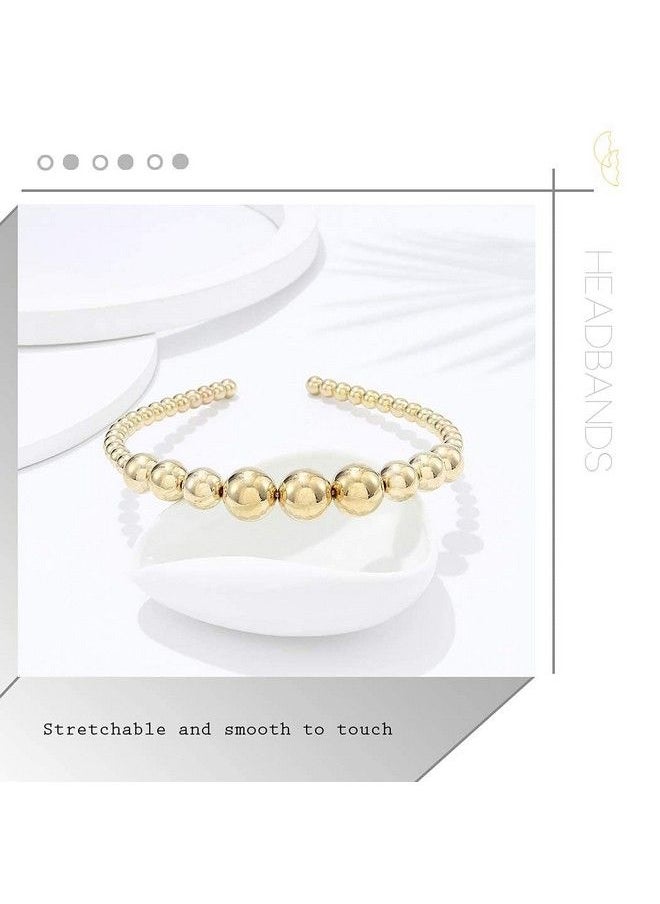 El Regalo - 2 Pcs Pearls Bridal Headband Set ; Fancy Metallic Golden & Silver Beads Pearls Hairbands For Girls/Teens & Women Girls Bridal Party Hair Accessories - Image 1