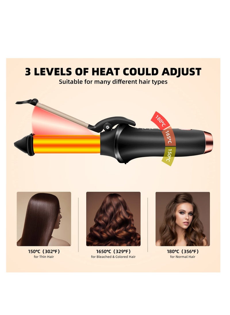 Y&D - Mini Curling Wand, Travel Hair Curler, USB Rechargeable, 1-Inch Cordless Portable Lightweight with Ceramic Coating 3 Temperature Levels, for Long& Short - Image 1