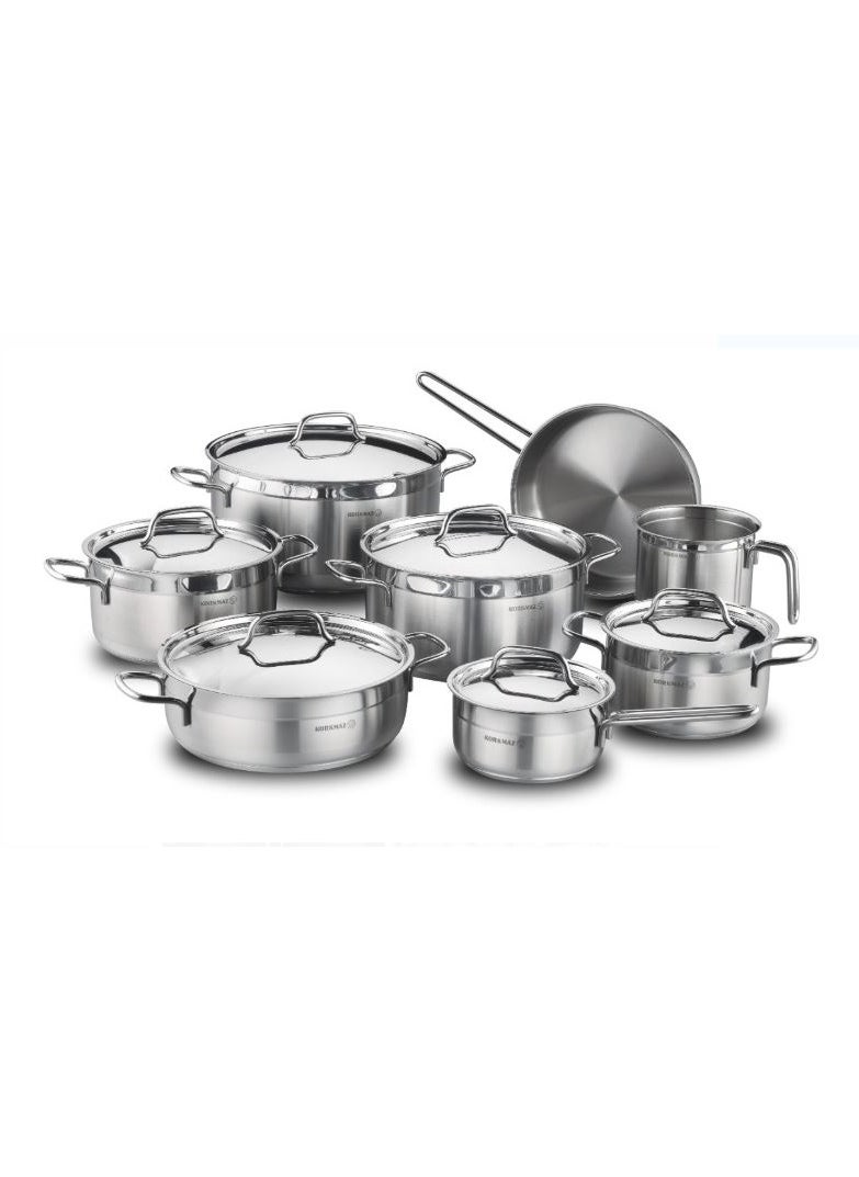 Korkmaz - 14 Pieces Alpha Stainless Steel Cookware Set - Image 1