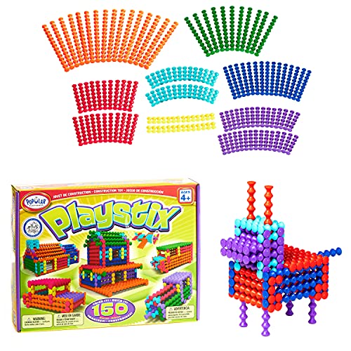 Popular Playthings Playstix Construction Toy Building Blocks Set 150 Piece STEM Kit