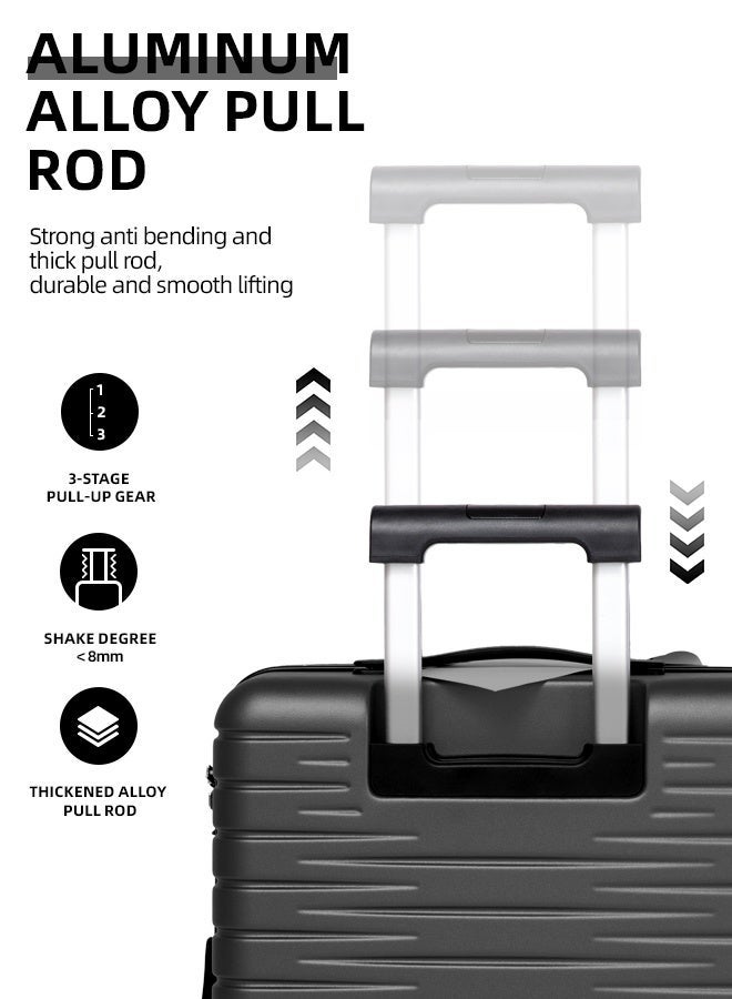 جندي مجموعة حقائب سفر قابلة للتوسيع مكونة من 4 قطع مع عجلات دوارة، مجموعة حقائب سفر خفيفة الوزن مع أقفال TSA، حقيبة يد بحجم 20 بوصة (أسود، مجموعة مكونة من 4 قطع (14 بوصة/20 بوصة/24 بوصة/28 بوصة)) - Image 3