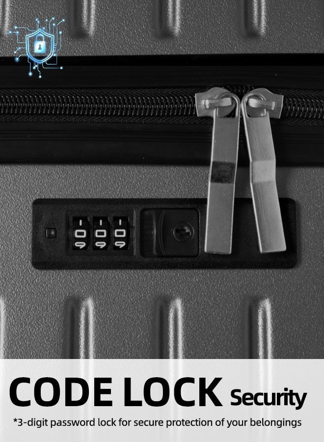 جندي مجموعة حقائب سفر قابلة للتوسيع مكونة من 4 قطع مع عجلات دوارة، مجموعة حقائب سفر خفيفة الوزن مع أقفال TSA، حقيبة يد بحجم 20 بوصة (أسود، مجموعة مكونة من 4 قطع (14 بوصة/20 بوصة/24 بوصة/28 بوصة)) - Image 2