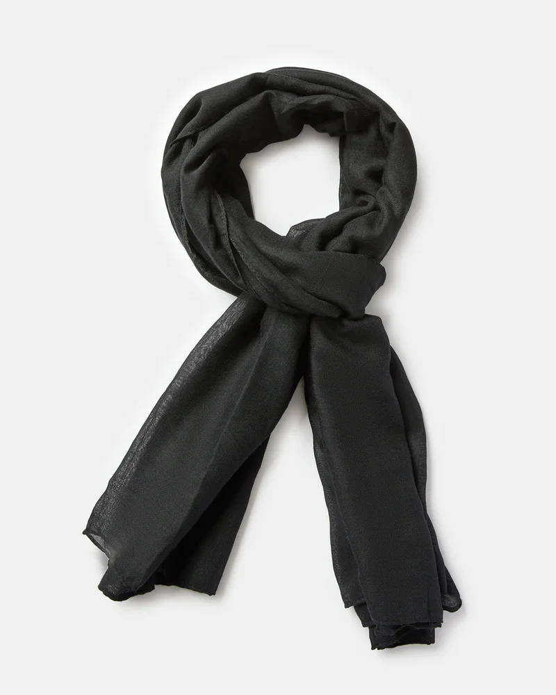 REDTAG Women Black Plain Scarf