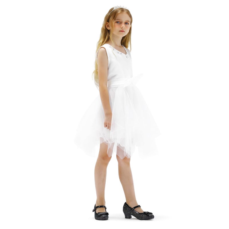 K KomForme Girl's Dress Shoes Mary Jane Glitter 1.5 in Low Heel Wedding Party Princess Shoes for Toddler/Little/Big Kids Black - Image 2