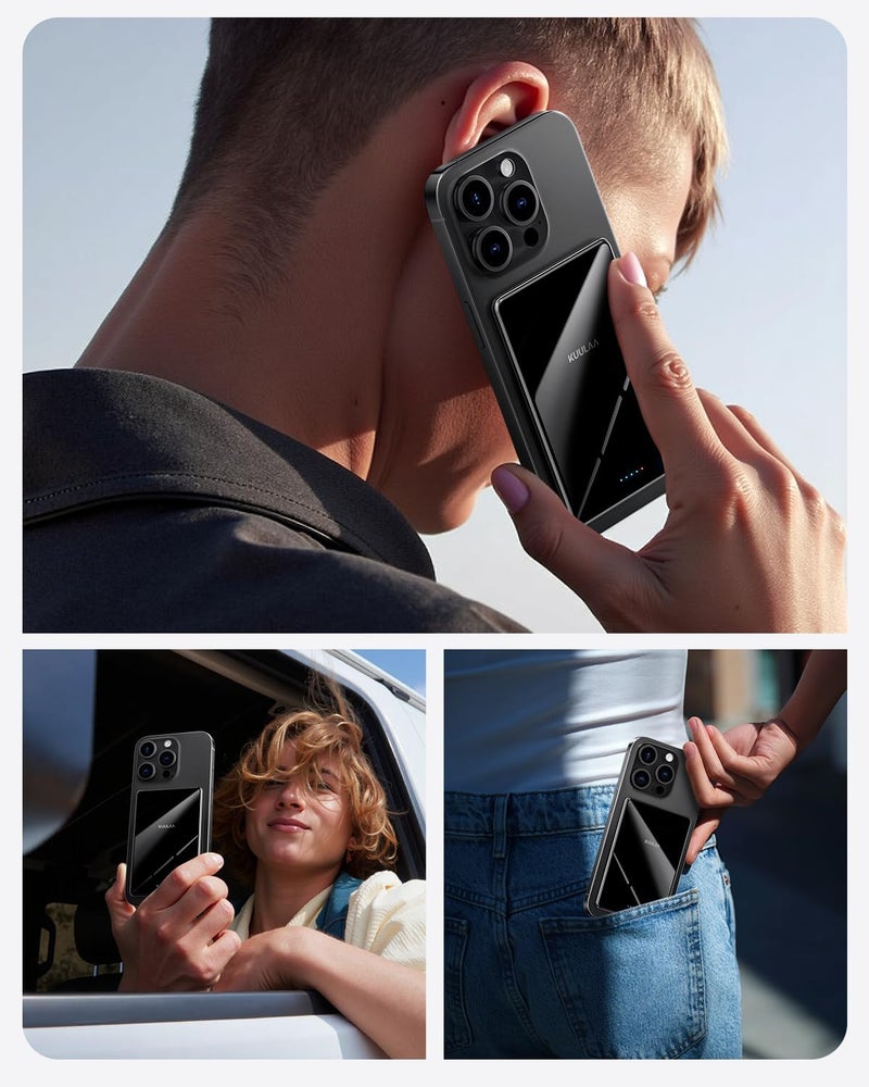 KUULAA Magsafe Power Bank 5000mAh 20W, Portable Charger Fast Charging, Magnetic Battery Pack Compatible with iPhone 17/16/15/14/13/12 Serie - Mirror Black - Image 5