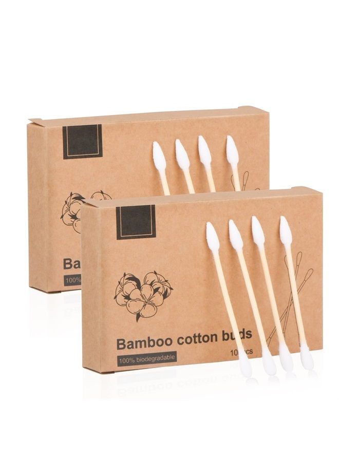 Yoseng Natural Bamboo Cotton Swabs, Eco-Friendly & Biodegradable – Comfortable and Soft,Plastic Free Double Ear Sticks for Ears Cleaning and Makeup,Dirt Removal,crafts,painting (White-200pcs) - Image 1