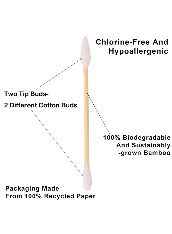 Yoseng Natural Bamboo Cotton Swabs, Eco-Friendly & Biodegradable – Comfortable and Soft,Plastic Free Double Ear Sticks for Ears Cleaning and Makeup,Dirt Removal,crafts,painting (White-200pcs) - Image 3