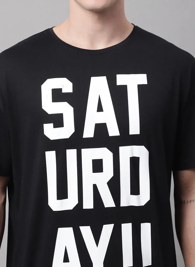 Styli Men Black Graphic Print Oversized T-Shirt By Door74