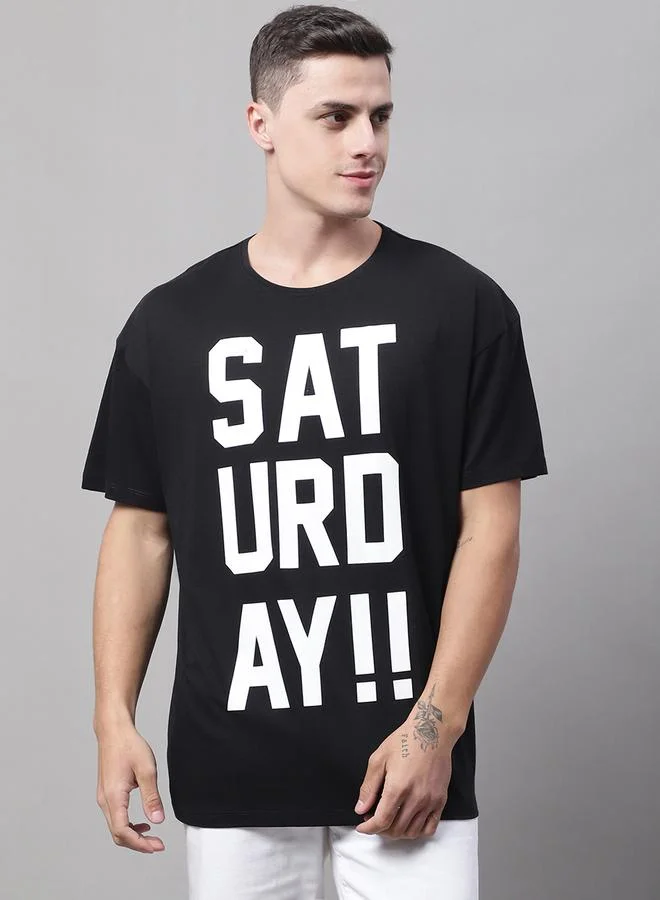 Take Two Men Black Graphic Print Oversized T-Shirt By Door74