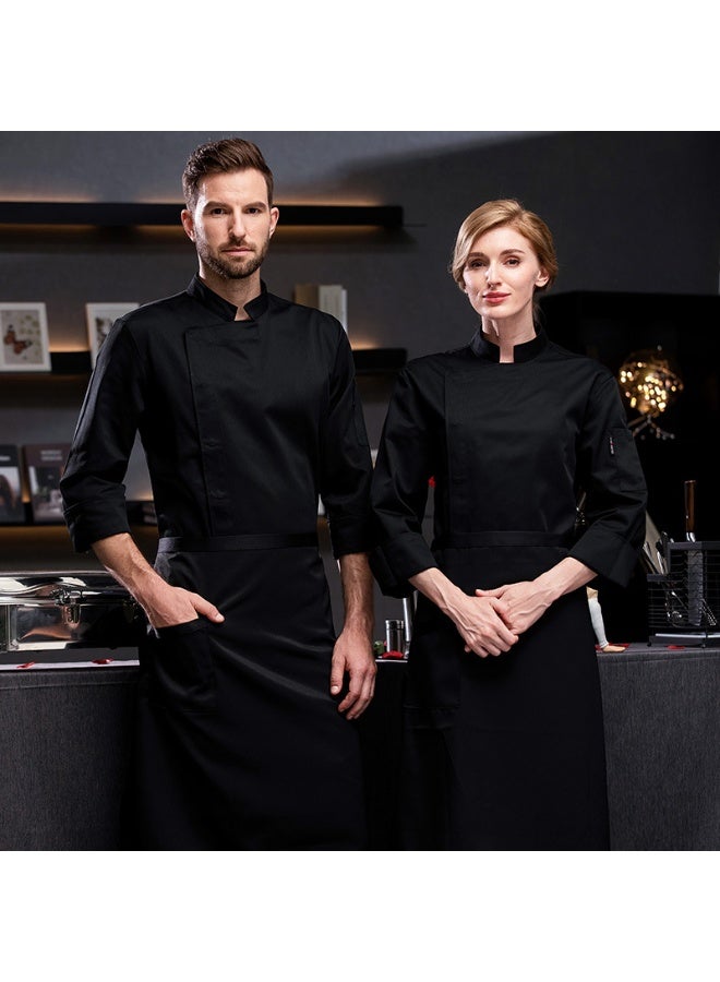 NIBEMINENT Long-sleeved Men's and Women's Kitchen Clothing High-end Hotel Western Restaurant Chef Work Uniform Men Chef Coat  - Image 1
