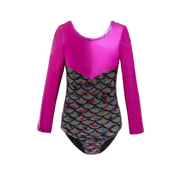 Kids Mermaid Dance Costume Long/Short Sleeve HG2228 colorful long sleeve 