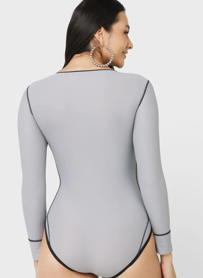 FRWD Long Sleeve Zippered Swimsuit