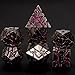 Maywin Cracked Rune Metal Dice Set for DND RPG Dark Fantasy Fractured Design Premium Heavy Metal Polyhedral Dice with Deep Engraved Numbers 7Piece Set Red Infernal Vein - Image 2