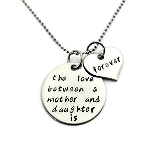 Moonstone Creations Women's Stainless Steel Hand Stamped Necklace with Mother and Daughter Quote - Image 4