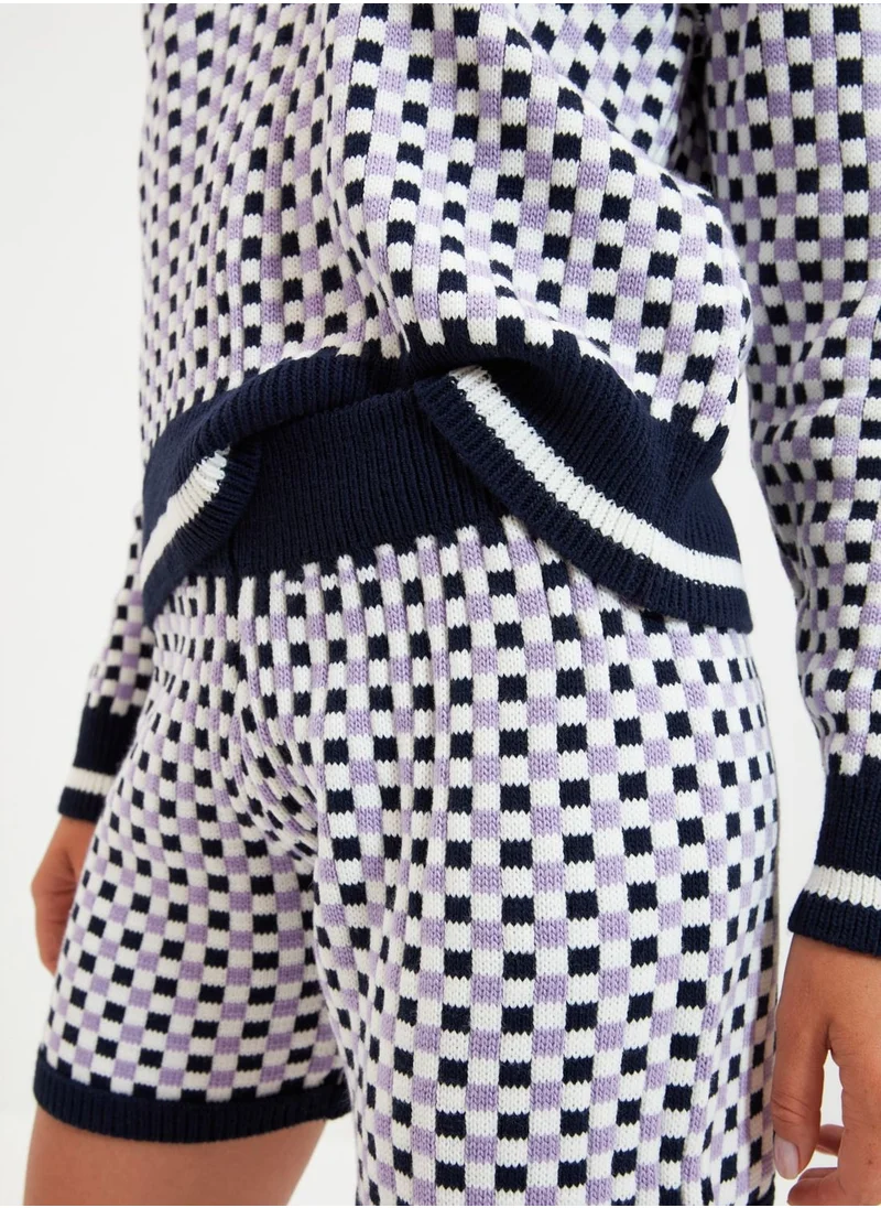 ترينديول Checked Knitted Top & Shorts Set