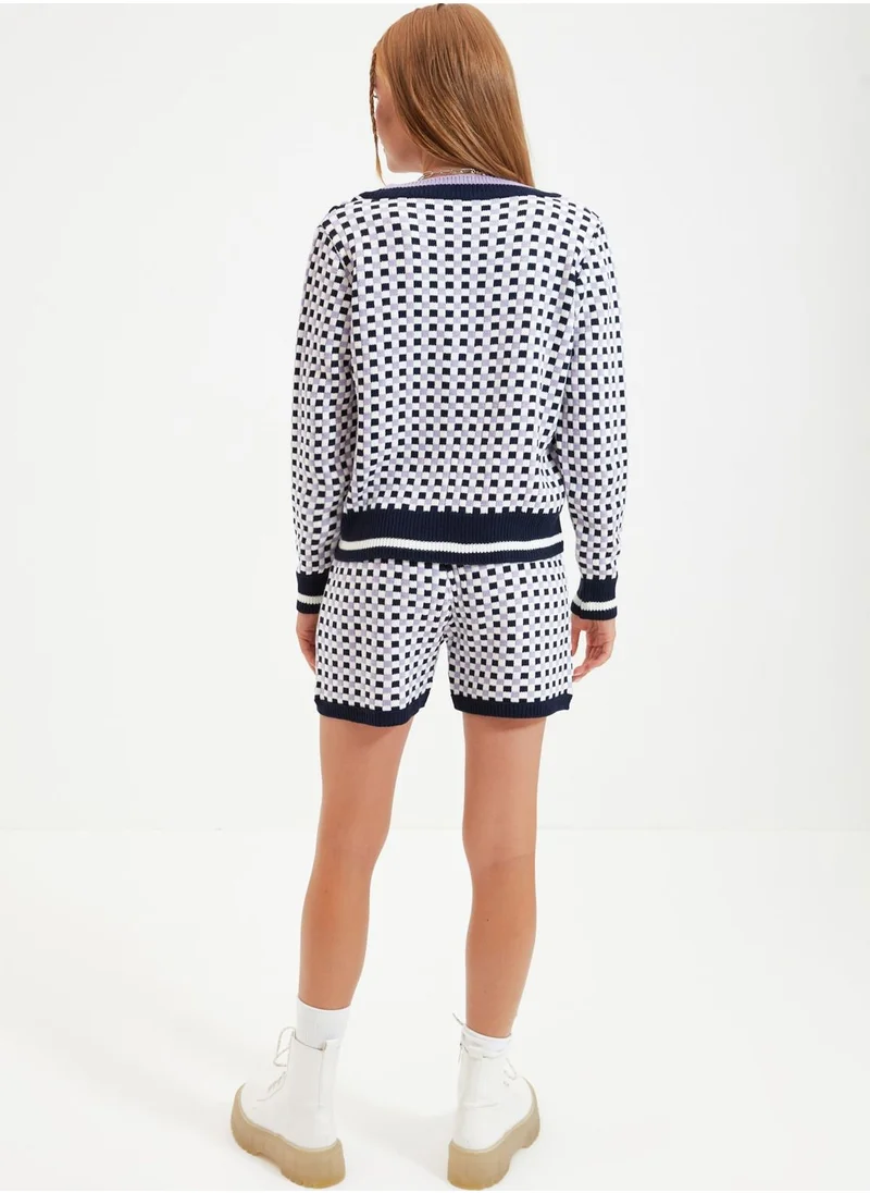 ترينديول Checked Knitted Top & Shorts Set