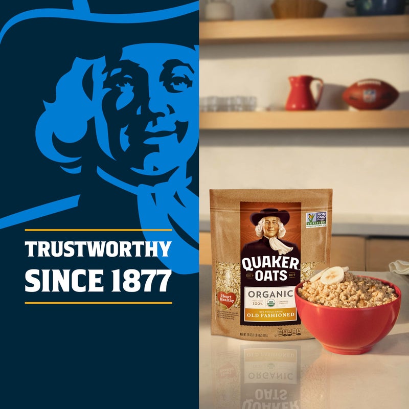 Quaker شوفان كويكر خالي من الجلوتين على الطريقة القديمة، معتمد من مشروع غير معدّل وراثيًا، 24 أونصة أكياس قابلة لإعادة الإغلاق (عبوة من 4) - Image 5