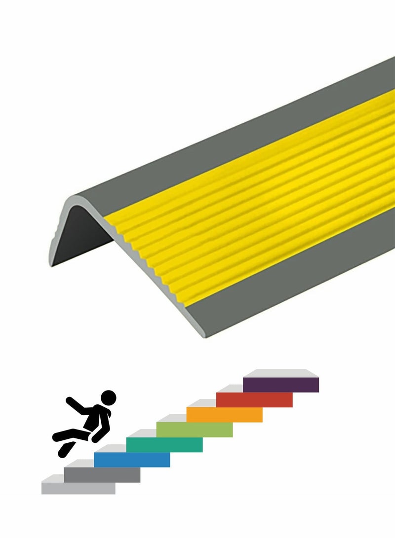 Stair Leading Edge Protector, Waterproof Anti-Slip Rubber Step Adhesive Decorative Protection Strip for Home School Nursing Indoor and Outdoor Steps(Yellow) - Image 1