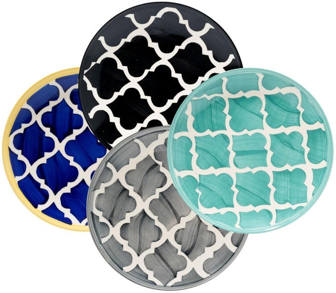 DINNER PLATES 8INCH SET OF 4 MICROWAVE OVEN DISHWASHER SAFE SCRATCH RESISTANT PORCELAIN DURABLE DISHES FOR STEAK PIZZA HOME RESTAURANT PARTY RANDOM COLORS