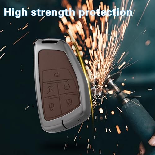 Qunzes Key Fob Cover with Heavy-duty Keychain For Chevy Silverado 1500 GMC Sierra 1500 Silverado Sierra 2500HD 3500HD 2022-2025 (Brown) - Image 5