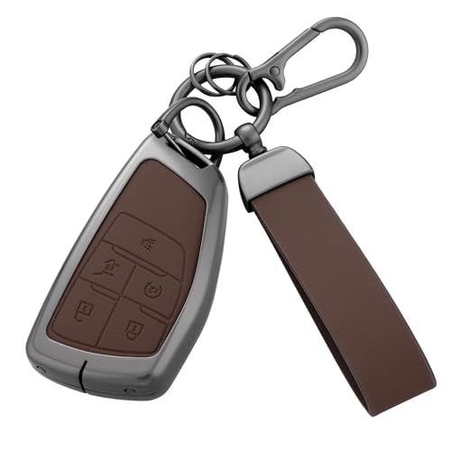 Qunzes Key Fob Cover with Heavy-duty Keychain For Chevy Silverado 1500 GMC Sierra 1500 Silverado Sierra 2500HD 3500HD 2022-2025 (Brown) - Image 1
