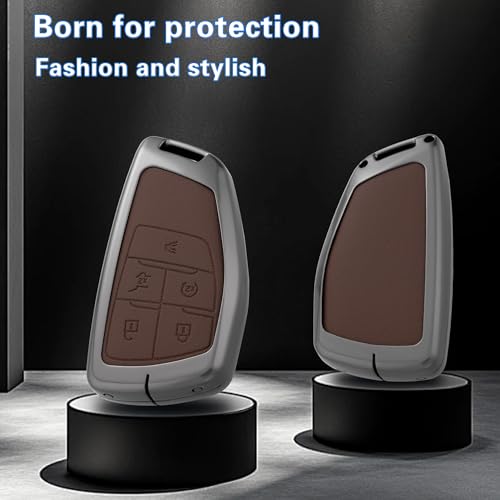 Qunzes Key Fob Cover with Heavy-duty Keychain For Chevy Silverado 1500 GMC Sierra 1500 Silverado Sierra 2500HD 3500HD 2022-2025 (Brown) - Image 3