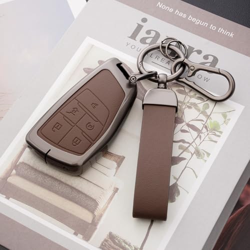 Qunzes Key Fob Cover with Heavy-duty Keychain For Chevy Silverado 1500 GMC Sierra 1500 Silverado Sierra 2500HD 3500HD 2022-2025 (Brown) - Image 4