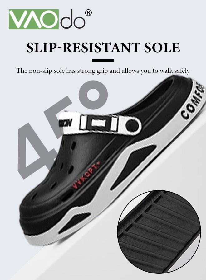 فاو دو قباقيب رجالية كاجوال، قباقيب داعمة للقوس، صنادل خارجية سهلة الارتداء، أحذية شاطئ مائية خفيفة الوزن غير قابلة للانزلاق وجيدة التهوية، شباشب خارجية عصرية باللون الأسود - Image 4