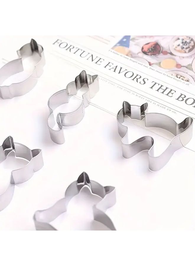 Set Of 8 Stainless Steel Kitten Animal Cartoon Cookie Pastry Cutters Baking Tools - Image 4