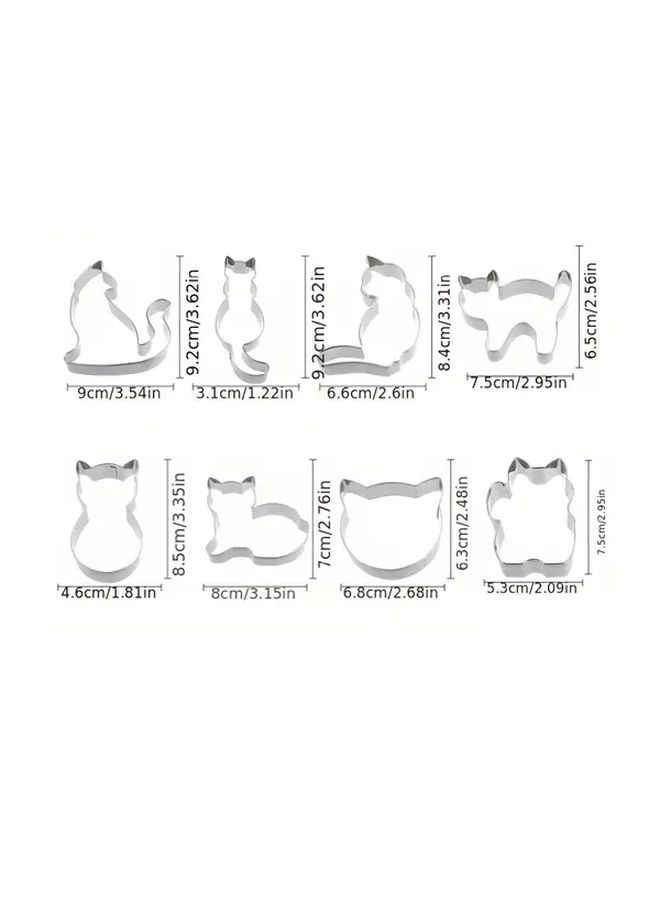 Set Of 8 Stainless Steel Kitten Animal Cartoon Cookie Pastry Cutters Baking Tools - Image 3