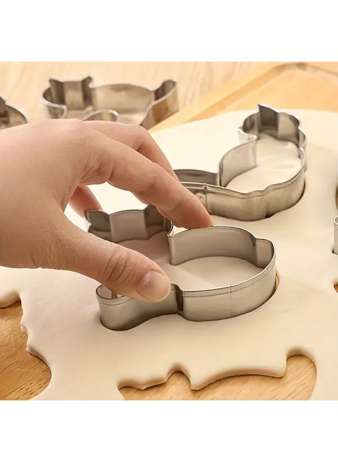Set Of 8 Stainless Steel Kitten Animal Cartoon Cookie Pastry Cutters Baking Tools - Image 2