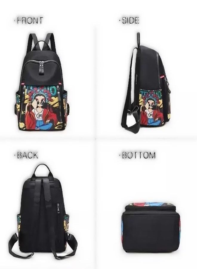 JAISOM Stylish Anime Ethnic Printed Durable Water-Resistant Women's Backpack Korean College Bag for girls (Black) - Image 5