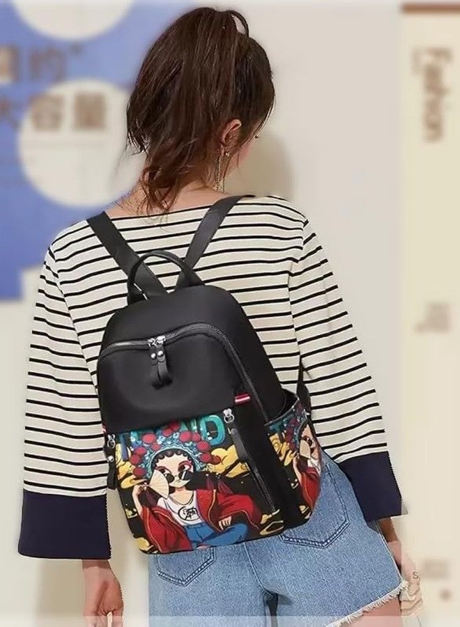 JAISOM Stylish Anime Ethnic Printed Durable Water-Resistant Women's Backpack Korean College Bag for girls (Black) - Image 4