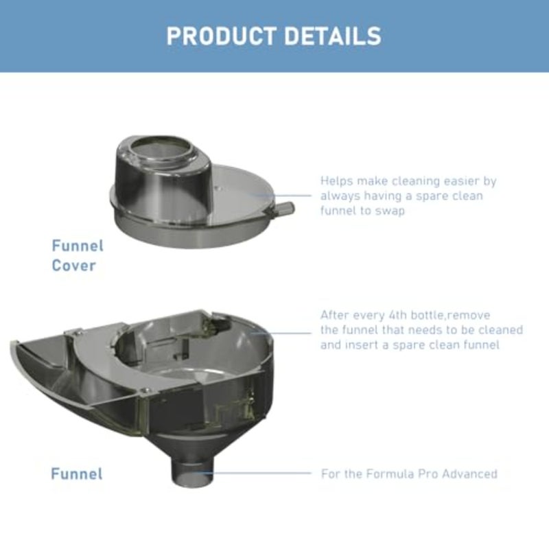 Baby Formula Dispenser Replacement Funnel Compatible with Baby Brezza Formula Pro Advanced and Pro Advanced WiFi Models ONLY, Replacement Funnel and Cover, NOT Fit Formula Pro Mini Mixer Machine, 2-Set - Image 2