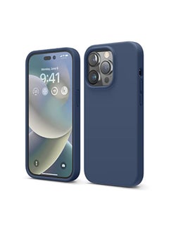 Compatible with iPhone 12 Liquid Silicone 3 Layers Full Covered Soft Gel Rubber Cover, Shockproof Protective Slim Phone Case with Anti-Scratch Microfiber Lining - Jean Indigo