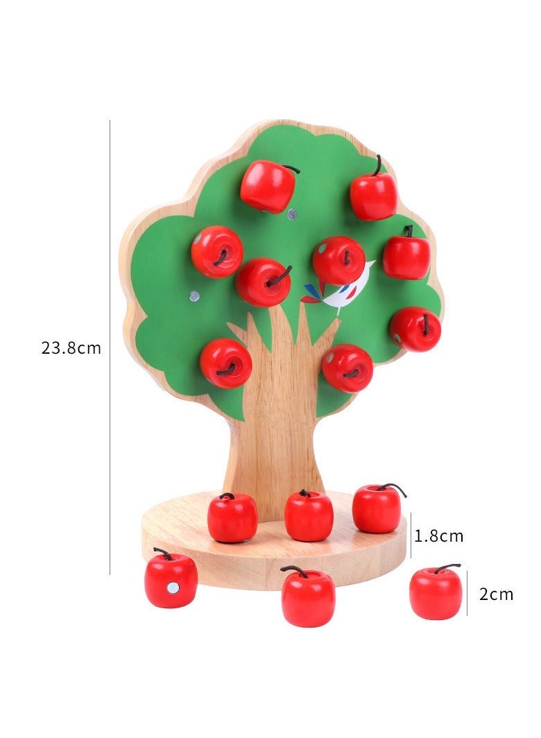general Children's Wooden Magnetic Apple Tree Toy for Toddlers Baby Apple Picking Fruit Stickers Early Education Math Counting Toy - Image 2