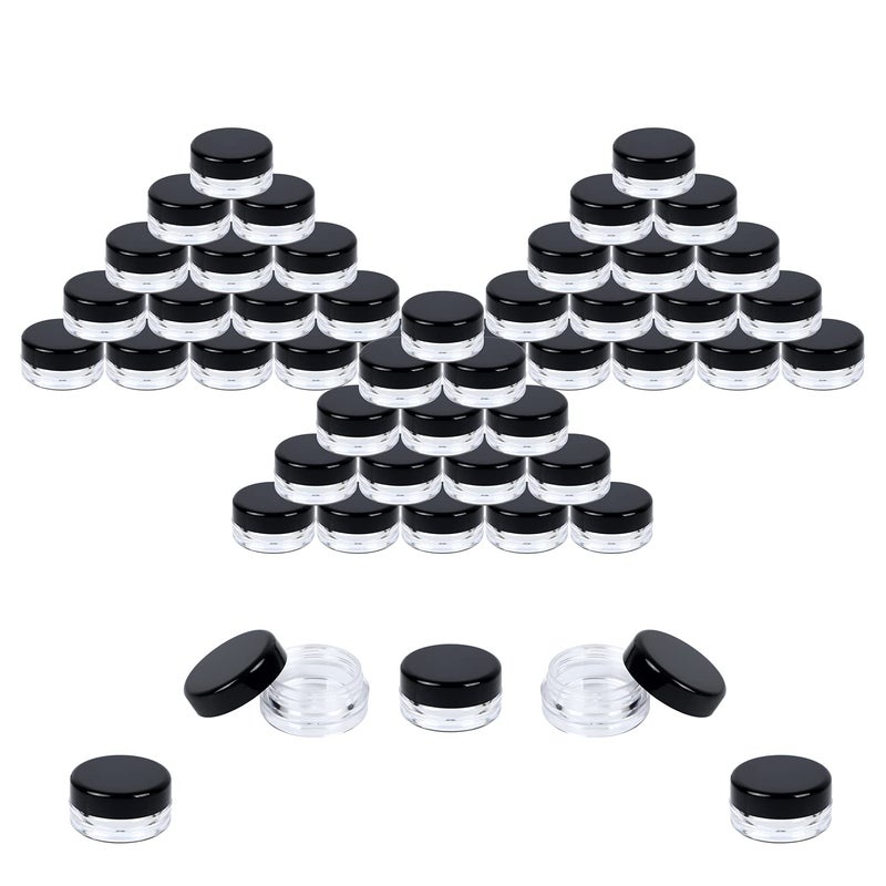 Houseables Sample Containers, Lip Balm Containers, Sample Jars, Mini Jars with Lids, Small, Empty for Makeup, Powder, Gloss, Cosmetic, Tiny, Chapstick, Dab, Wax, Scrub, Little, Plastic, 3 Gram, 50 PK - Image 1