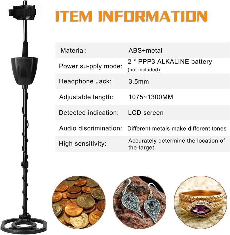 ويوبلز جهاز كشف المعادن المحمول MD920، جهاز كشف المعادن تحت الأرض، جهاز محمول للعثور على الكنوز المعدنية، ماسح أمني عالي الحساسية، طول قابل للتعديل، مناسب للأطفال والكبار - Image 2