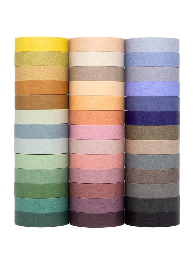Mooker 39 Rolls Washi Tape Set - Morandi Colored Masking Tape, Thin Vintage Tape For Journaling, Scrapbooking Supplies, Crafts Aesthetic, Gift (Nature Color 10Mm) - Image 1