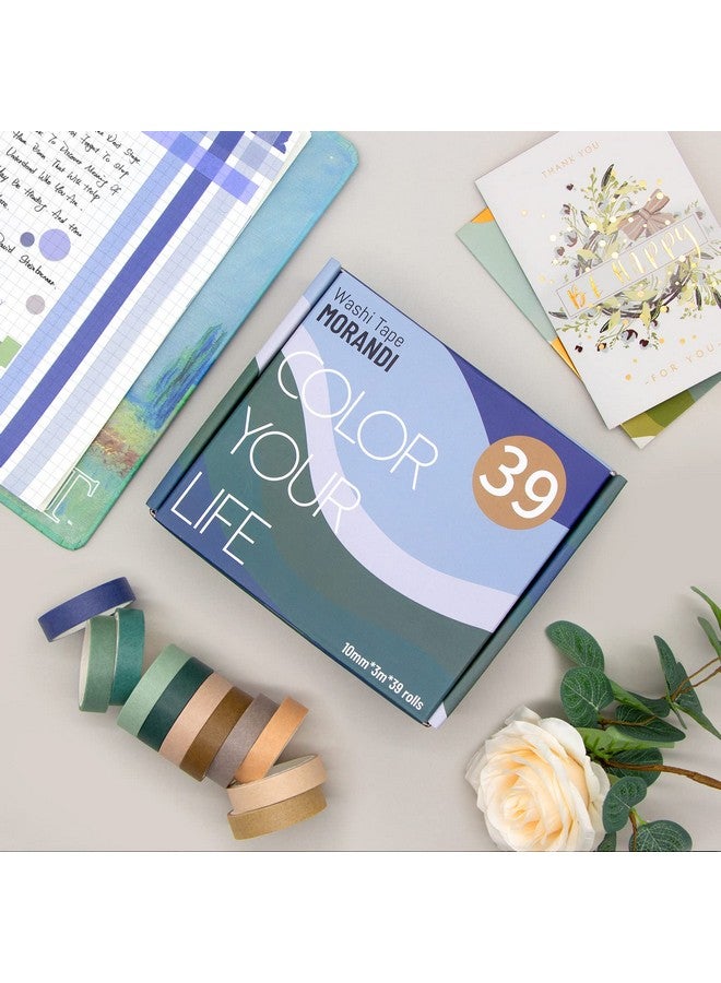 Mooker 39 Rolls Washi Tape Set - Morandi Colored Masking Tape, Thin Vintage Tape For Journaling, Scrapbooking Supplies, Crafts Aesthetic, Gift (Nature Color 10Mm) - Image 2
